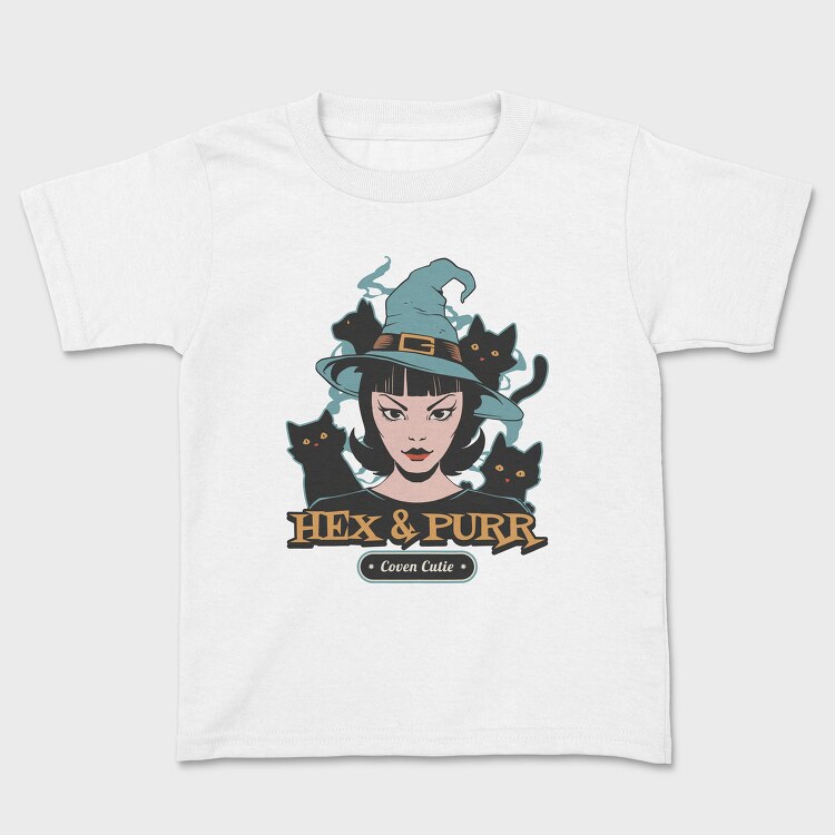 Spooky Witch And Cats Coven Halloween, Tricou Copii