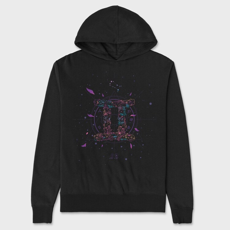 Gemini Floral Zodiac Sign Gemeni, Hanorac Oversize Barbati (Unisex)
