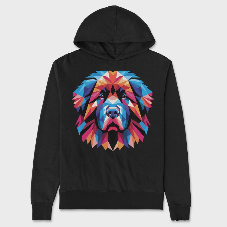 Geometric Newfoundland Dog, Hanorac Oversize Barbati (Unisex)