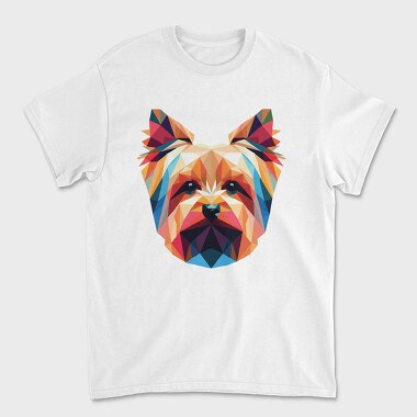 Geometric Yorkshire Terrier Poly Dog, Tricou Barbati (Unisex)