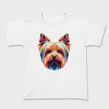 Geometric Yorkshire Terrier Poly Dog, Tricou Copii