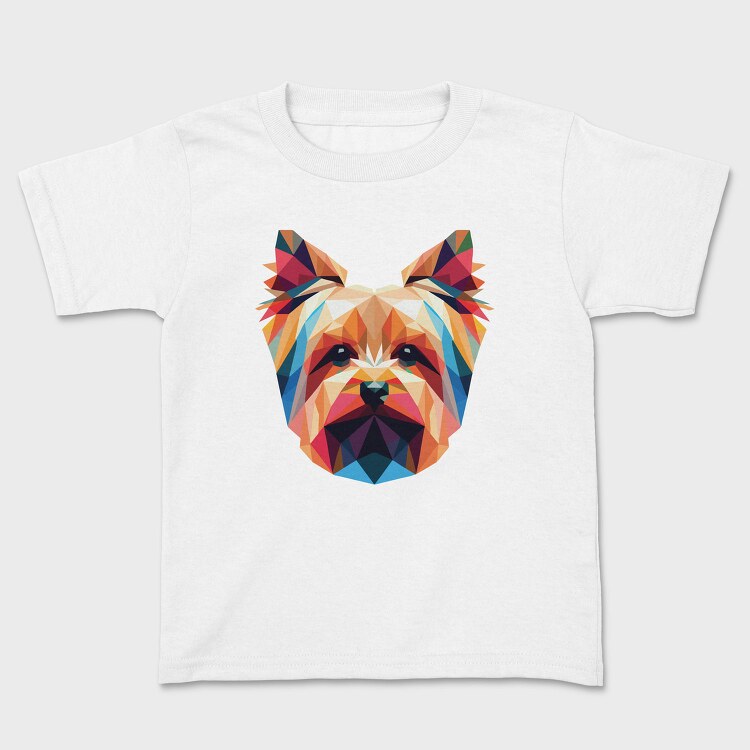 Geometric Yorkshire Terrier Poly Dog, Tricou Copii