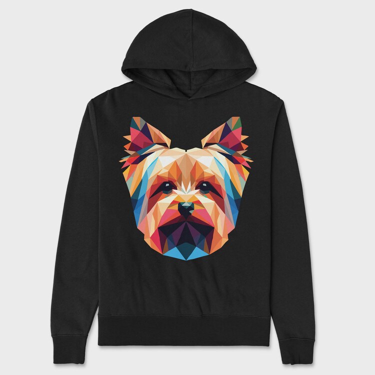 Geometric Yorkshire Terrier Poly Dog, Hanorac Oversize Barbati (Unisex)