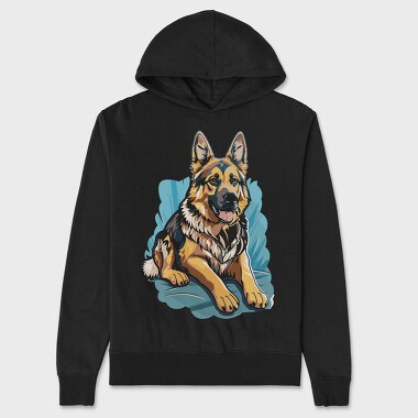 German Shepherd Portrait, Hanorac Oversize Barbati (Unisex)