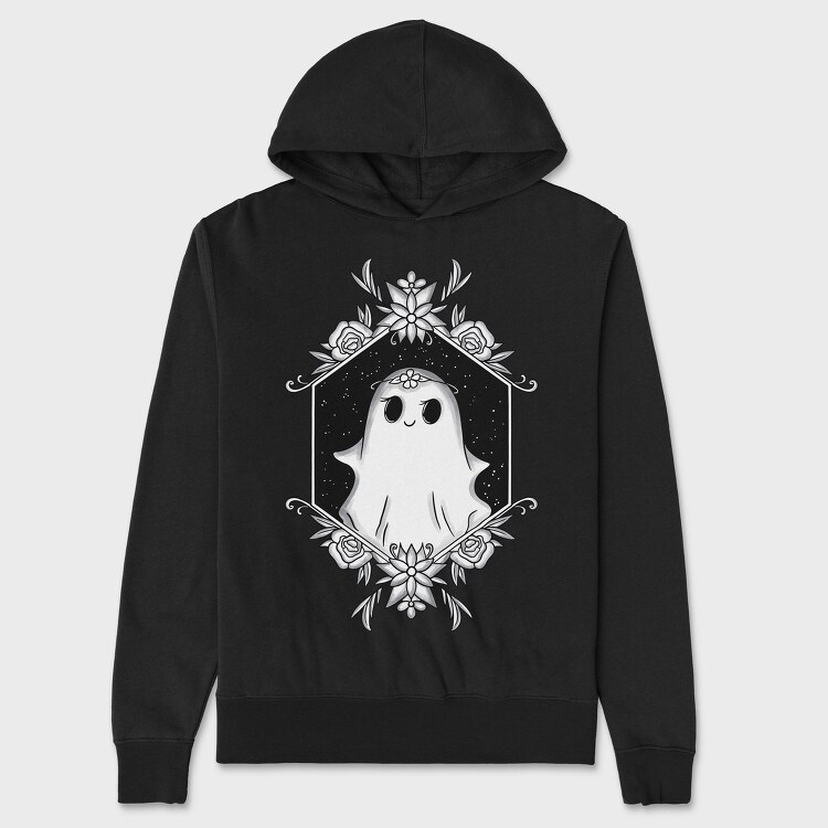 Ghost With Floral Decoration, Hanorac Oversize Barbati (Unisex)