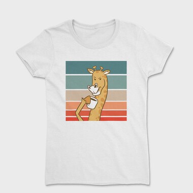 Giraffe Drinking Coffee, Tricou Femei
