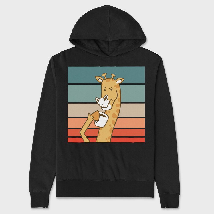 Giraffe Drinking Coffee, Hanorac Oversize Barbati (Unisex)