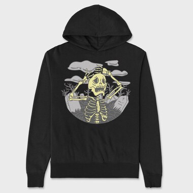 Graveyard Skeleton Unhappy Squeleton In A, Hanorac Oversize Barbati (Unisex)