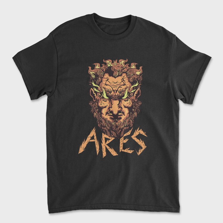 Greek God Ares On Fire Head, Tricou Barbati (Unisex)