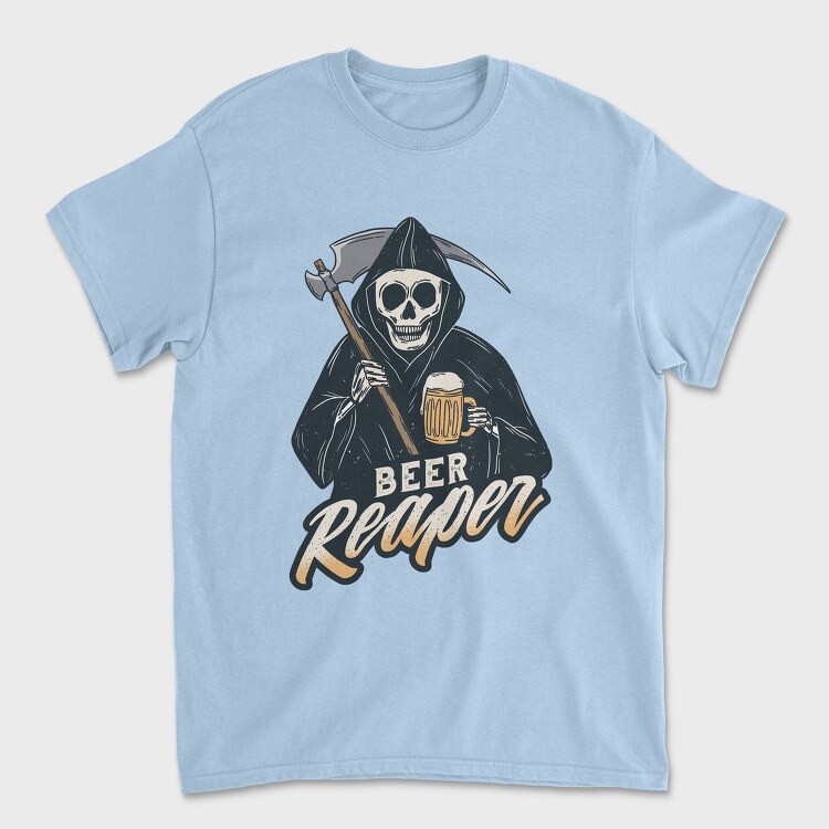 Grim Reaper Drinking Beer Skull, Tricou Barbati (Unisex)