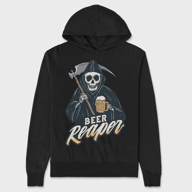Grim Reaper Drinking Beer Skull, Hanorac Oversize Barbati (Unisex)
