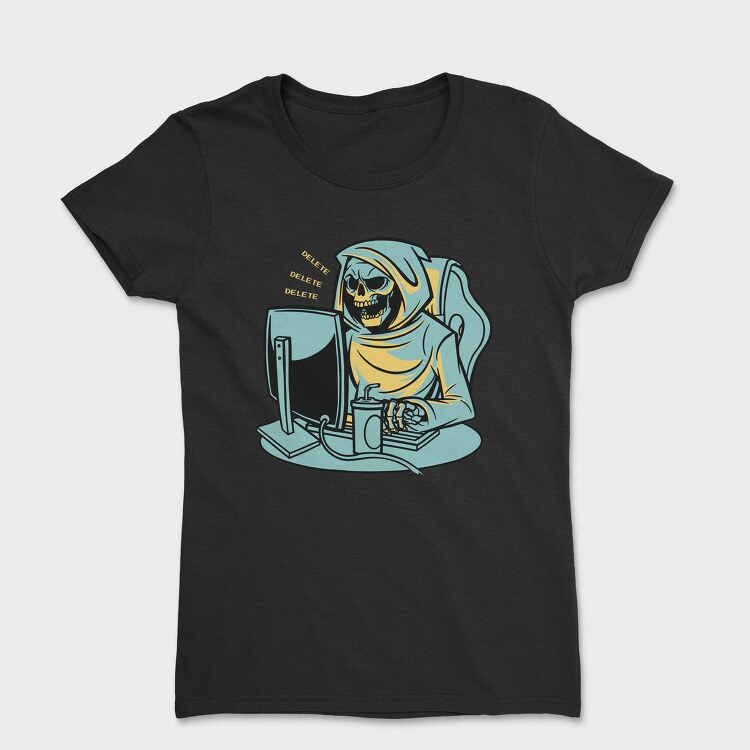 Grim Reaper Working From Home Skull, Tricou Femei