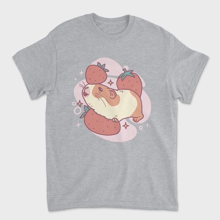 Guinea Pig And Strawberries Kawaii With, Tricou Barbati (Unisex)
