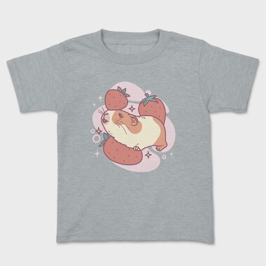 Guinea Pig And Strawberries Kawaii With, Tricou Copii