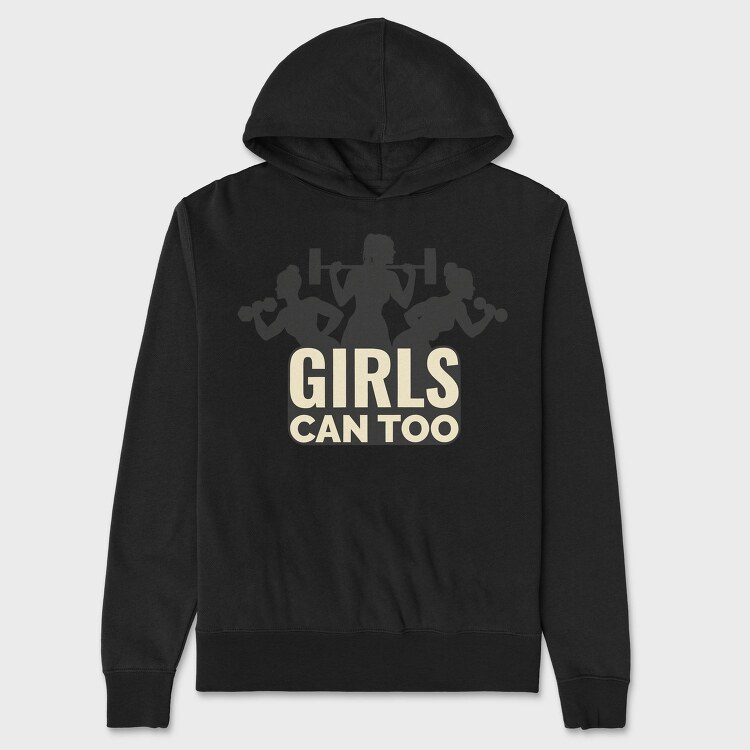 Gym Girls Can Too Quote Silhouette, Hanorac Oversize Barbati (Unisex)