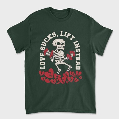 Gym Skeleton Anti Love Skelleton Sucks, Tricou Barbati (Unisex)