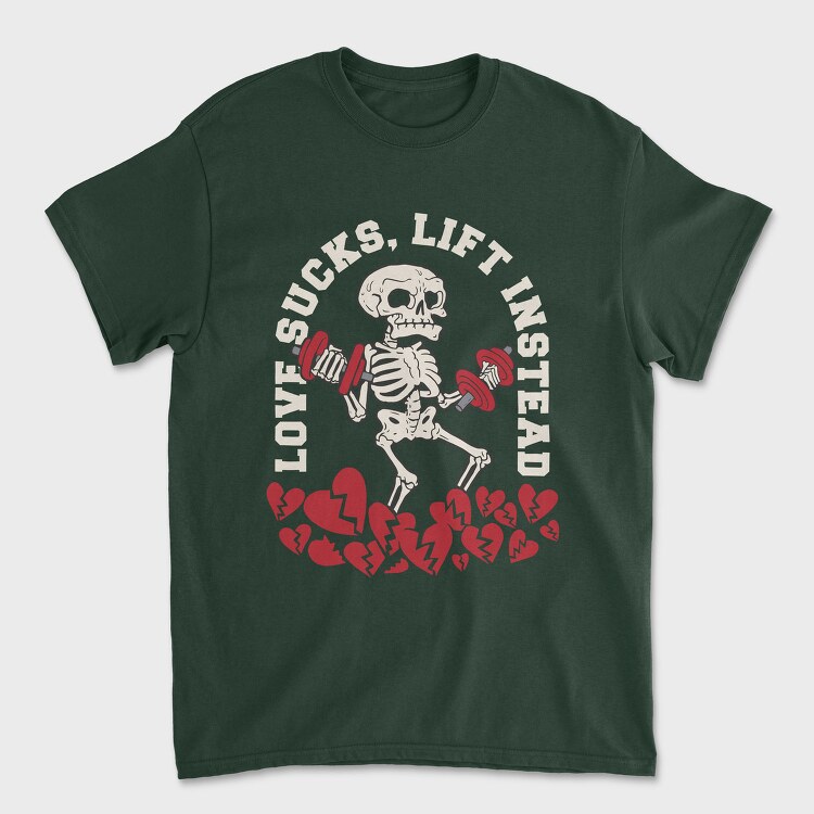 Gym Skeleton Anti Love Skelleton Sucks, Tricou Barbati (Unisex)