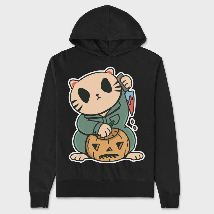 Halloween Cat Lucky, Hanorac Oversize Barbati (Unisex)