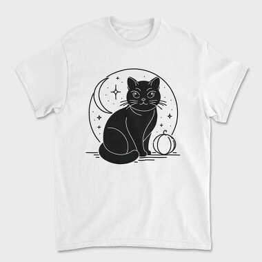 Halloween Mystical Black Cat, Tricou Barbati (Unisex)