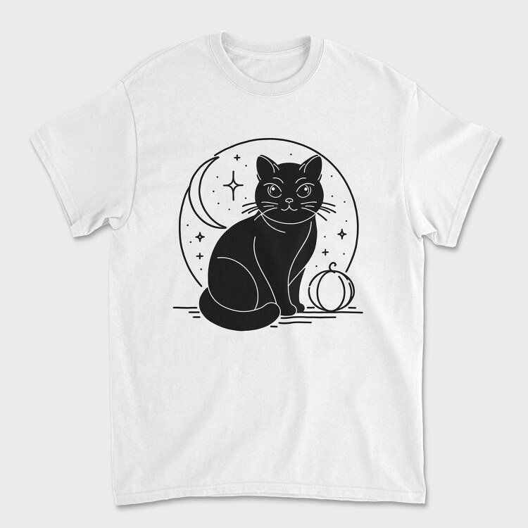 Halloween Mystical Black Cat, Tricou Barbati (Unisex)