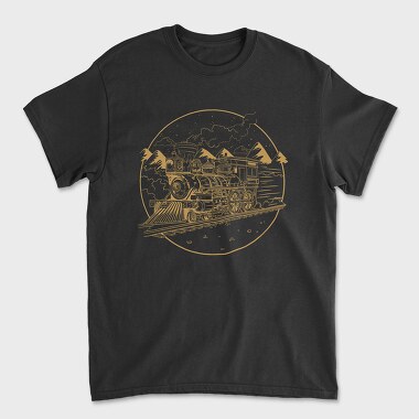 Steam Train Hand Drawn Locomotiv, Tricou Barbati (Unisex)
