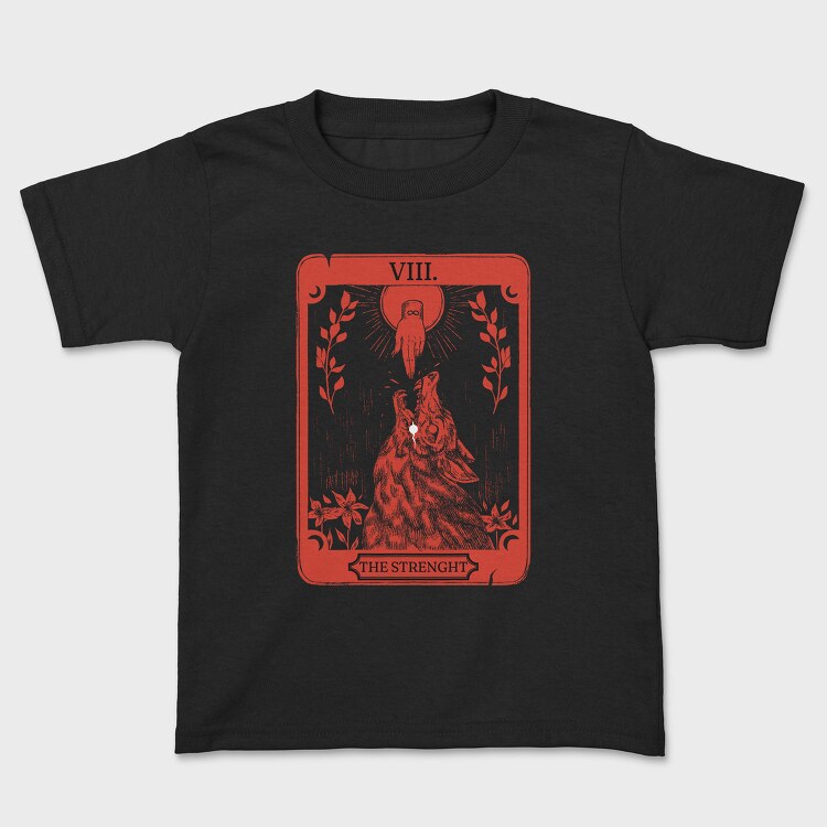 Strength Tarot Wolf Card Muakata, Tricou Copii