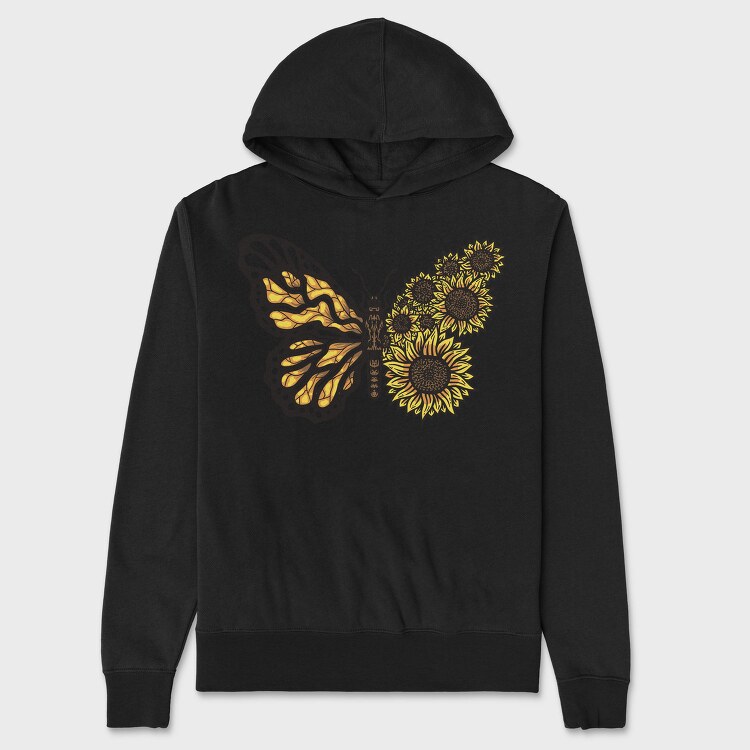 Sunflower Butterfly, Hanorac Oversize Barbati (Unisex)