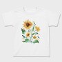 Sunflower Watercolor Flowers Leaves Tote, Tricou Copii