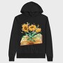 Sunflowers Coming Out Of Book Watercolor, Hanorac Oversize Barbati (Unisex)