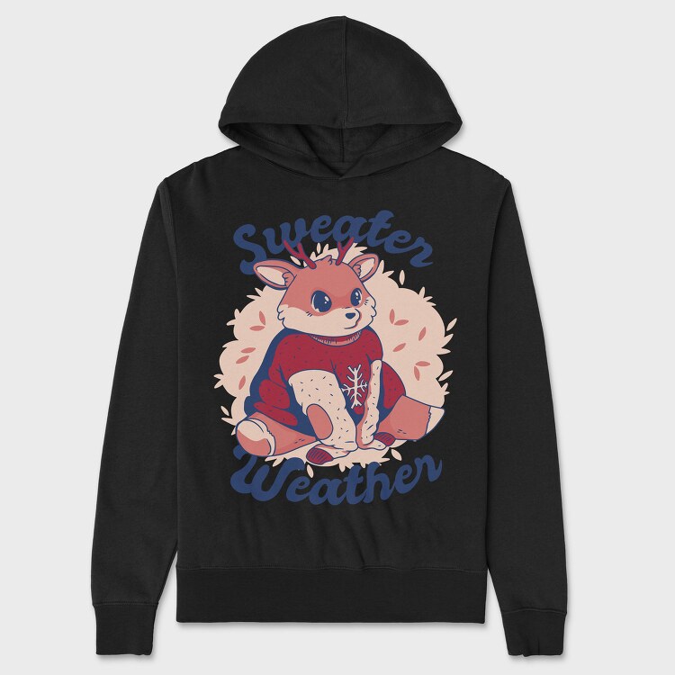 Sweater Weather Deer Mug, Hanorac Oversize Barbati (Unisex)