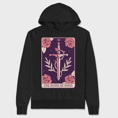 Sword And Roses Mystical Tarot Card The Sword Of Roses 11, Hanorac Oversize Barbati (Unisex)