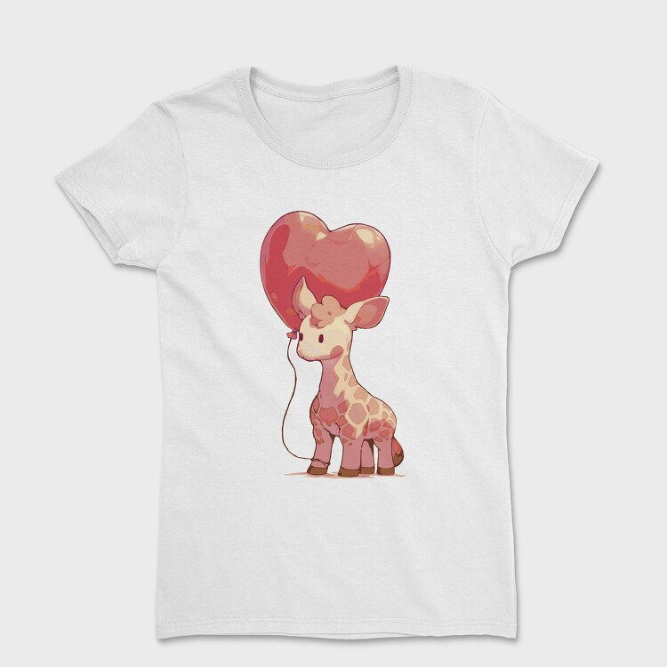 Giraffe With Heart Balloon Baby Hearth, Tricou Femei