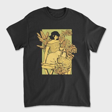 Girl And Cat, Tricou Barbati (Unisex)
