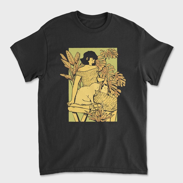 Girl And Cat, Tricou Barbati (Unisex)