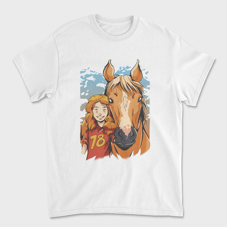 Girl And Horse Portrait Child Friend, Tricou Barbati (Unisex)