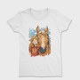 Girl And Horse Portrait Child Friend, Tricou Femei