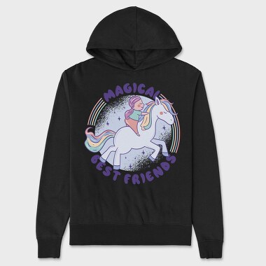 Girl And Pony Best Friend Quote Magical, Hanorac Oversize Barbati (Unisex)