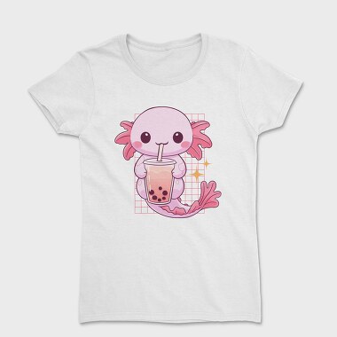 Kawaii Axolotl Mermaid Boba Tea Tote, Tricou Femei