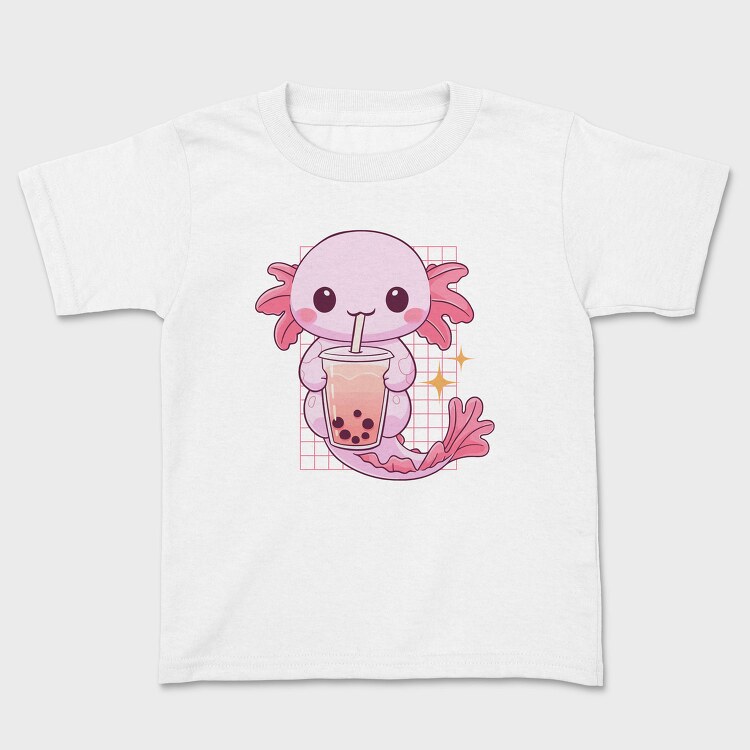 Kawaii Axolotl Mermaid Boba Tea Tote, Tricou Copii