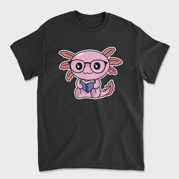 Kawaii Axolotl Reading, Tricou Barbati (Unisex)
