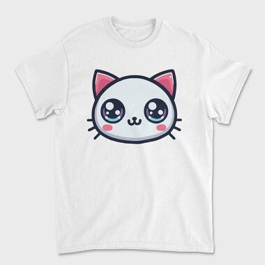 Kawaii Cute Cat Face, Tricou Barbati (Unisex)