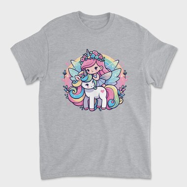 Kawaii Fairy Riding Unicorn, Tricou Barbati (Unisex)