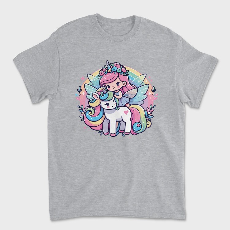 Kawaii Fairy Riding Unicorn, Tricou Barbati (Unisex)