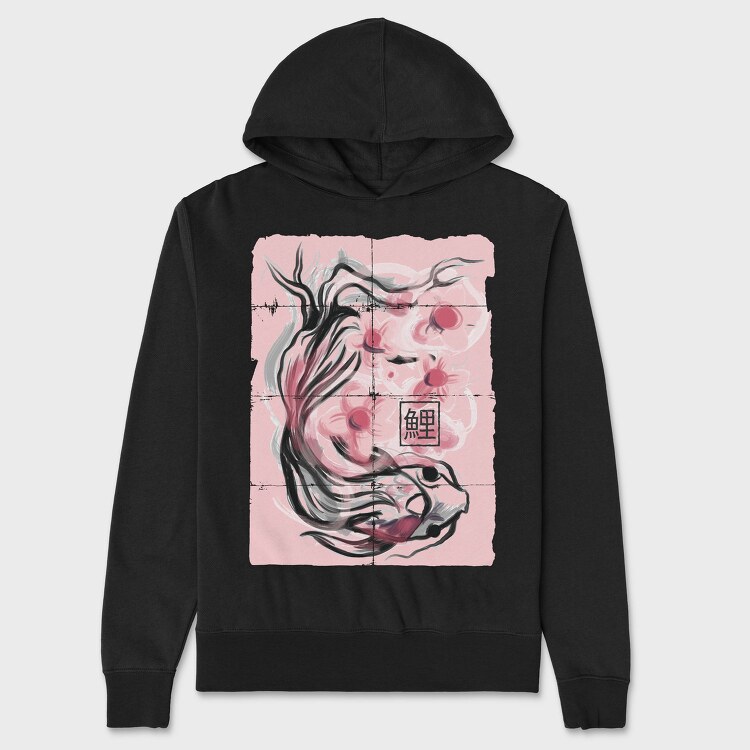 Koi Fish Animal Sakura Flowers, Hanorac Oversize Barbati (Unisex)