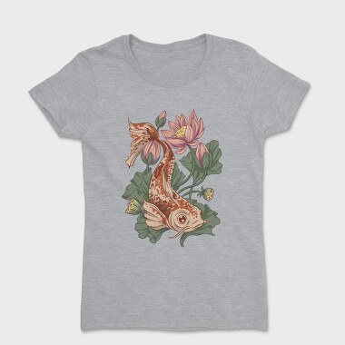 Koi Fish Lotus Illustration 04, Tricou Femei