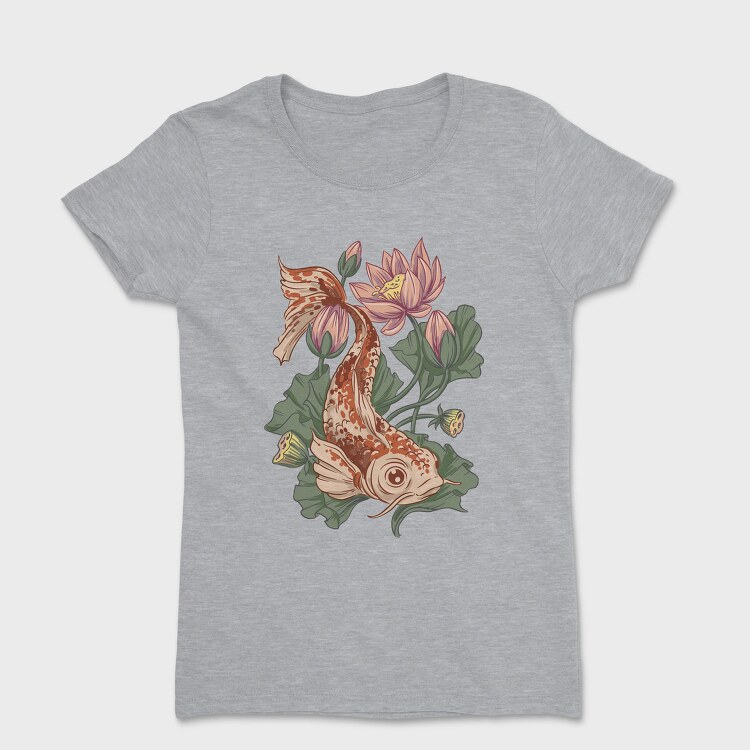 Koi Fish Lotus Illustration 04, Tricou Femei