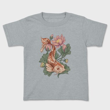 Koi Fish Lotus Illustration 04, Tricou Copii