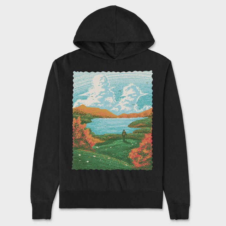 Lake Sight Painting, Hanorac Oversize Barbati (Unisex)