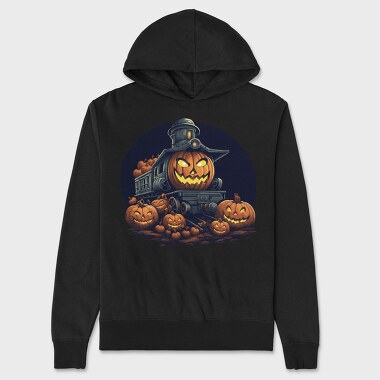 Halloween Pumpkin Train King, Hanorac Oversize Barbati (Unisex)
