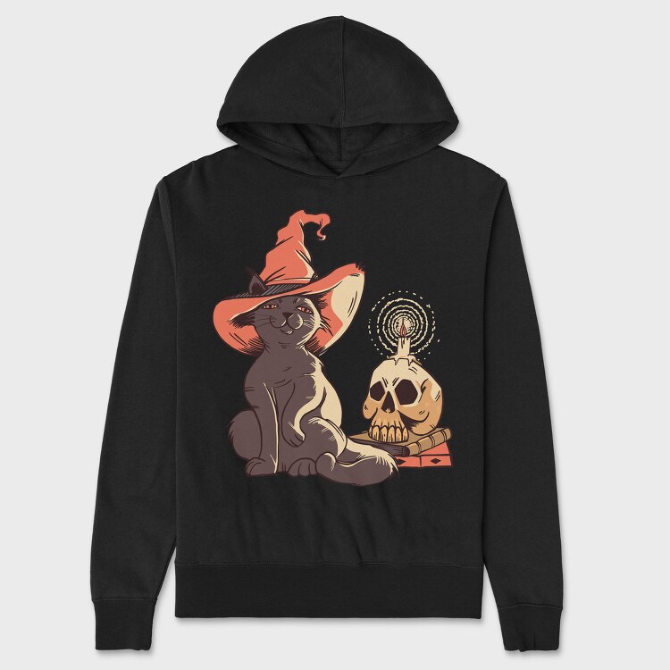 Halloween Witch Cat, Hanorac Oversize Barbati (Unisex)